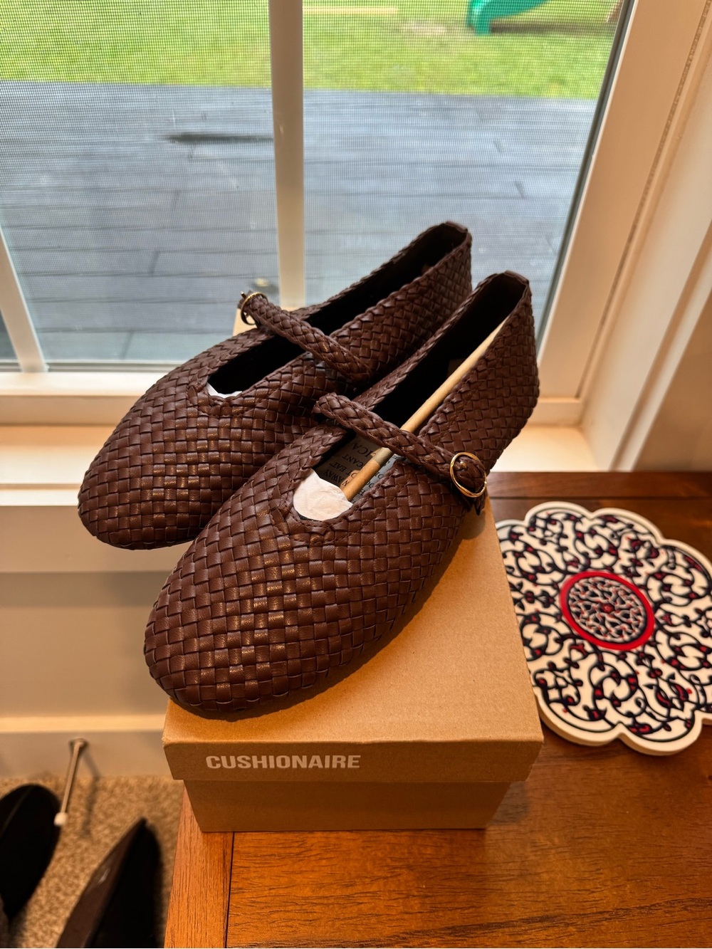 CUSHIONAIRE Braided Mary Jane Mules - Brown